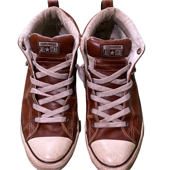 Men's Converse Brown Leather Hi-Tops - Picture 4 of 10